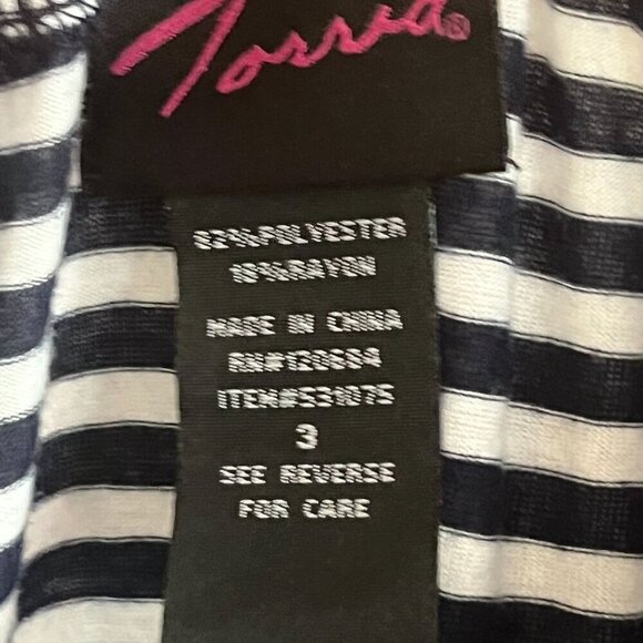 Torrid Blouse Womens 4 Blue White Peasant Style Short Split Sleeve Top - Picture 9 of 10